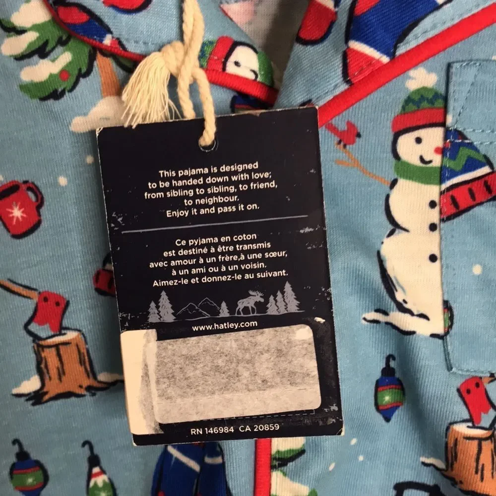 Hatley Kids Cozy Christmas Reindeer and Christmas Tree Pajamas Set Size 10